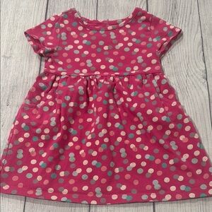 Wonder Nation Baby Girls Hot Pink Dress with Multicolored Polka Dots